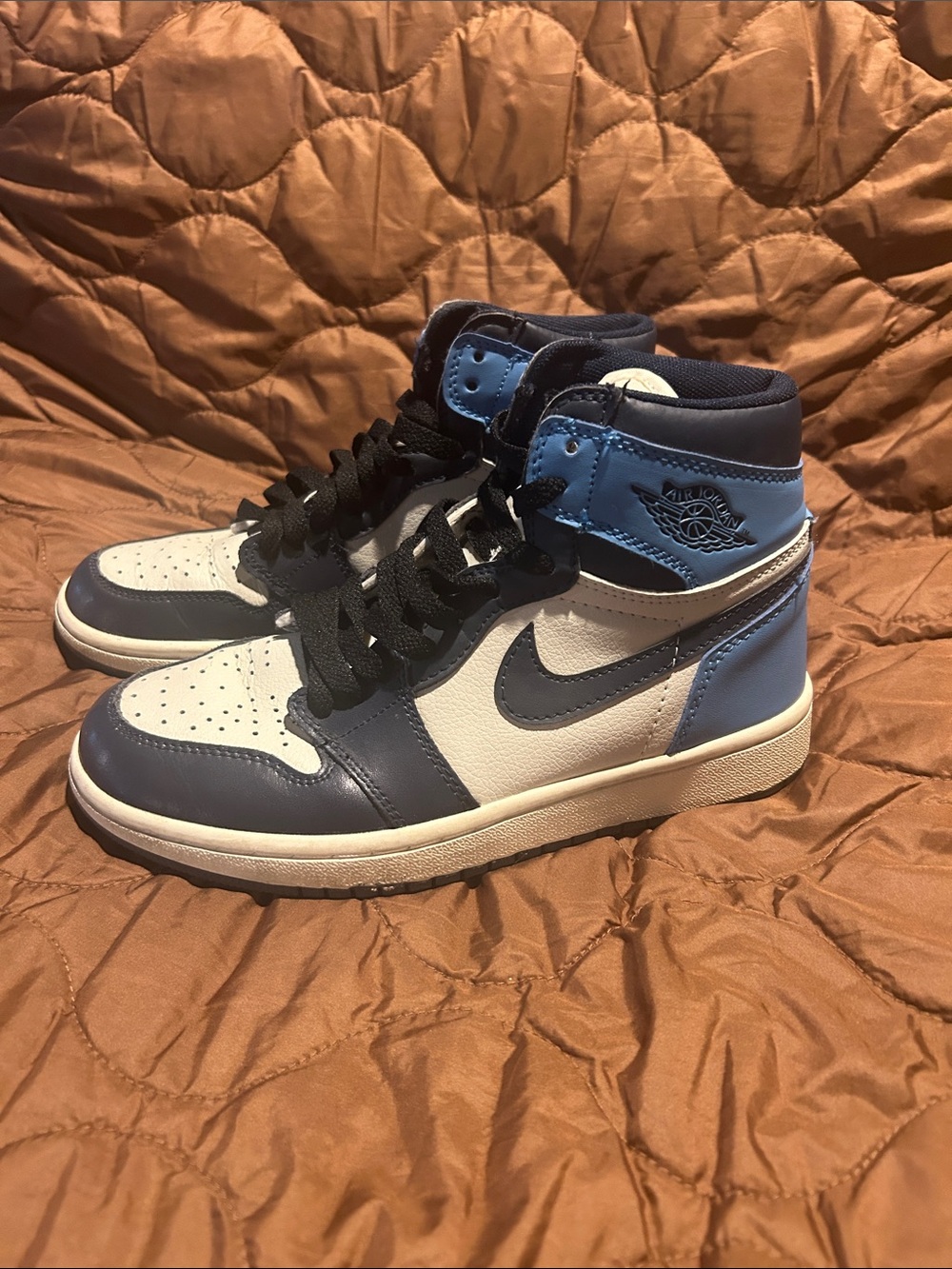 Nike Kids High-Top Sneakers in White and Light Blue